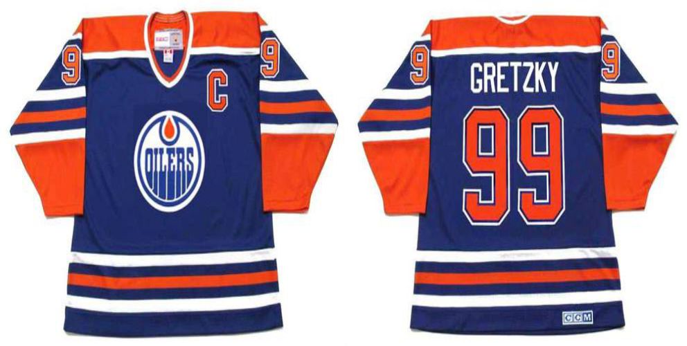 2019 Men Edmonton Oilers 99 Gretzky Blue CCM NHL jerseys1